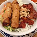 Vermicelli Noodles with Spring Rolls and BBQ Pork