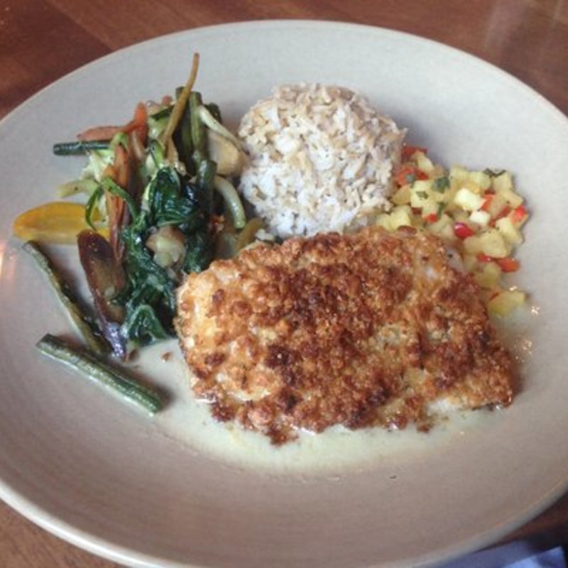 Organic Macadamia Nut Crusted Mahi Mahi (Monkeypod Kitchen at Ko Olina)
