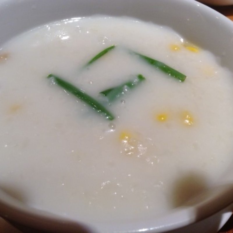 キヌガサタケとコーンのおかゆ(三嶋亭 高島屋 京都店 （ミシマテイ）)