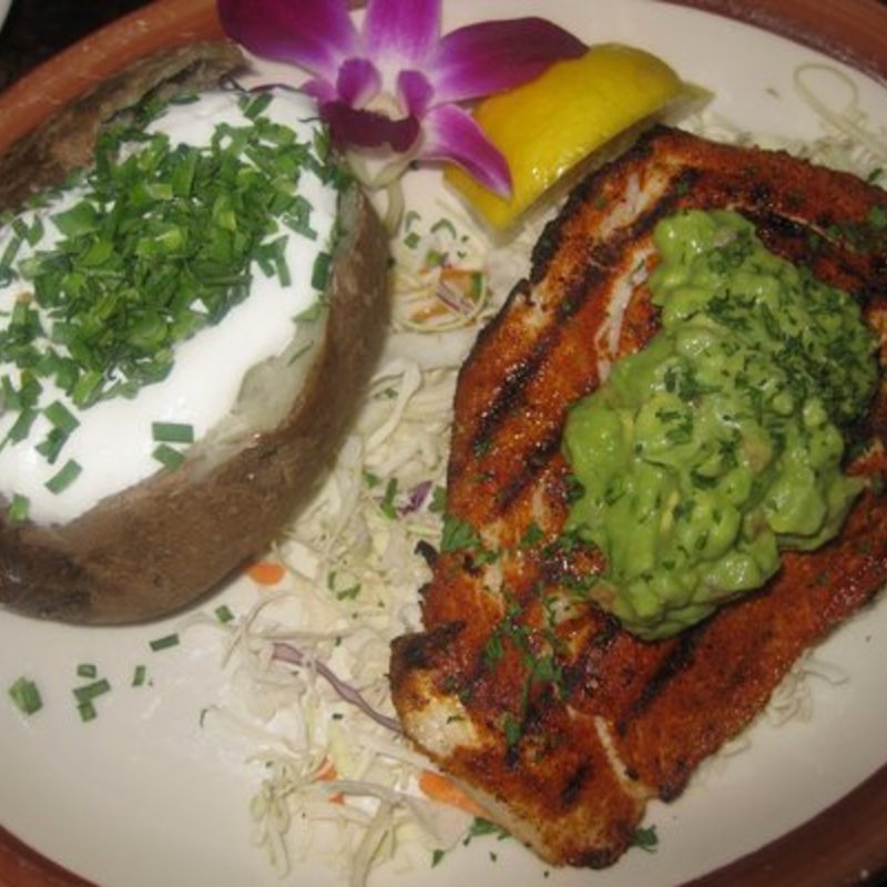 opa special with avocado salsa and baked potato(Chuck’s Steak )