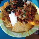 Huge turkey chili nachos