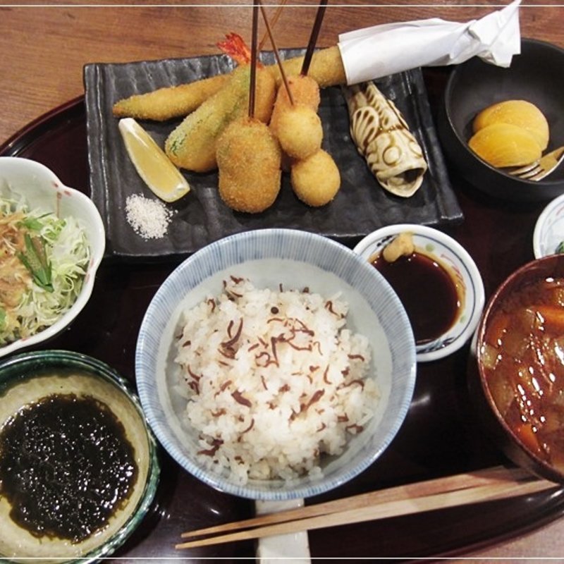 串揚げ定食（おまかせ5本）(二代目山海)