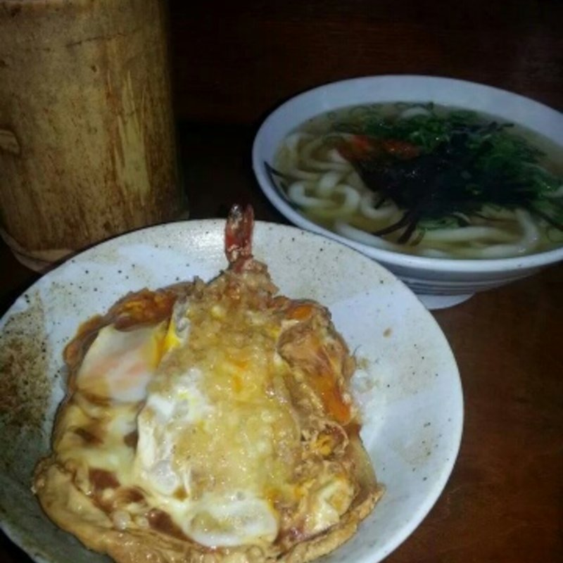 天丼&わかめうどん(かねいしうどん)