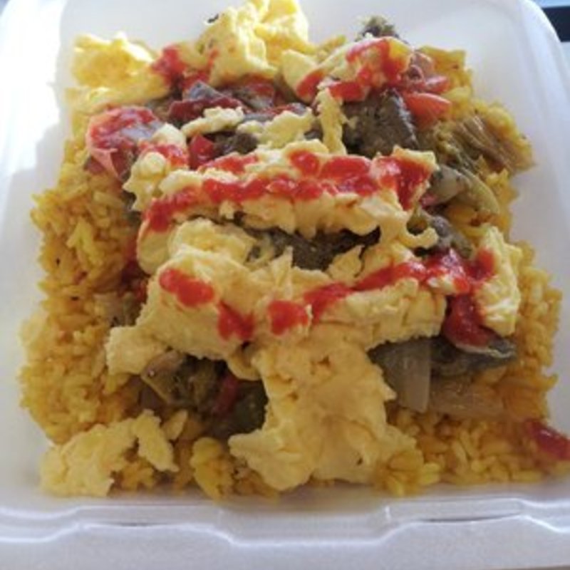 steak fajita with mexican rice and egg( Cafe Panini)