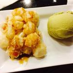 Fried mochi with green tea ice cream