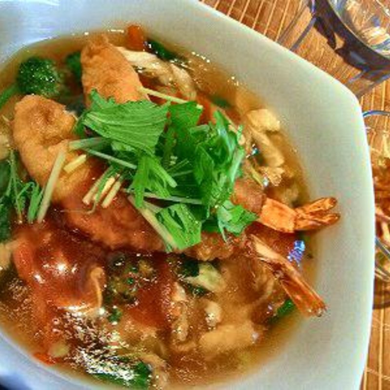 小エビのフリッターと京野菜の中華丼(月のとき )