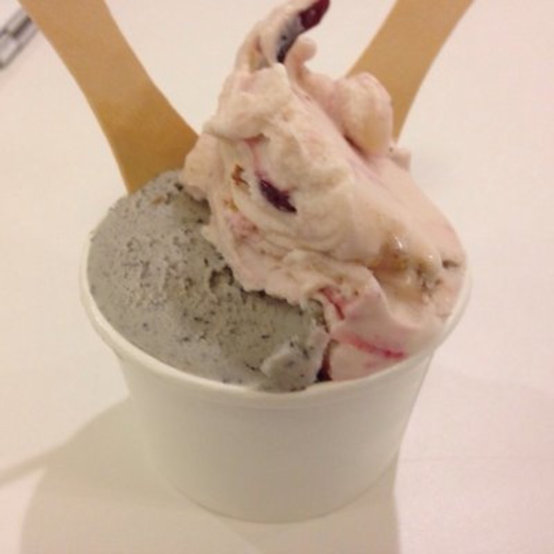 Black sesame coconut & black cherry w/ salted pecans(Via Gelato)