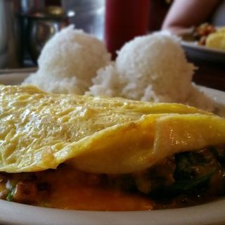 Spinach mushroom and cheese omlette(Kaneohe Pancake House)