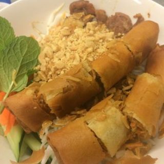 Rice Vermicelli with BBQ Pork and Crispy Spring Rolls(Planet Pho)