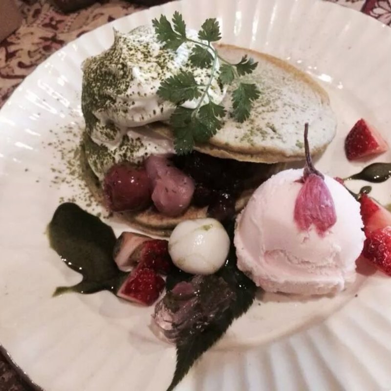 桜の和風パンケーキ(かぼ茶庵 )