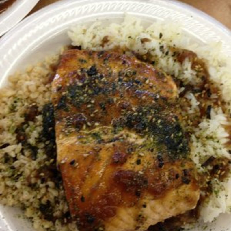 Salmon with furukaki & Teri sauce(100% Hawaiian LLC)