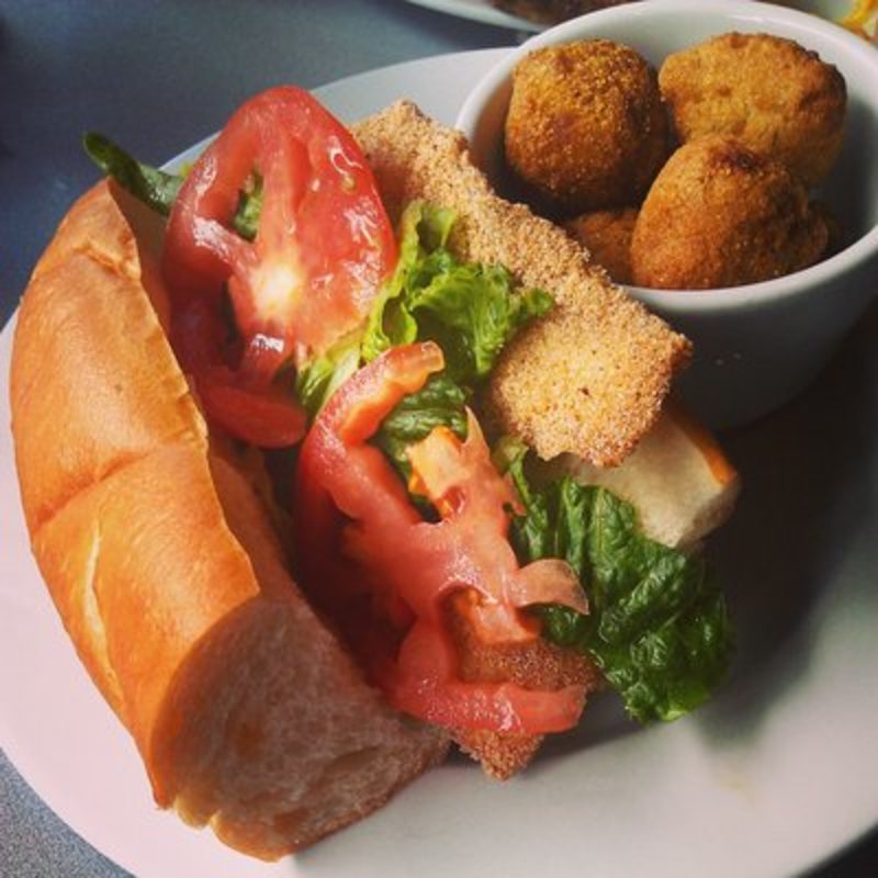 Fried tilapia sandwich