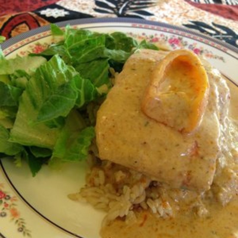 Panang curry with salmon. (Nutcharee’s Authentic Thai Food)