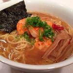 Spicy shrimp ramen bowl