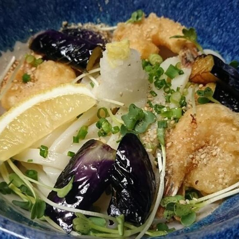 ナスのぶっかけうどん(うどん白石)