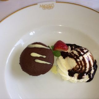Chocolate cake and vanilla ice cream(Michel's)