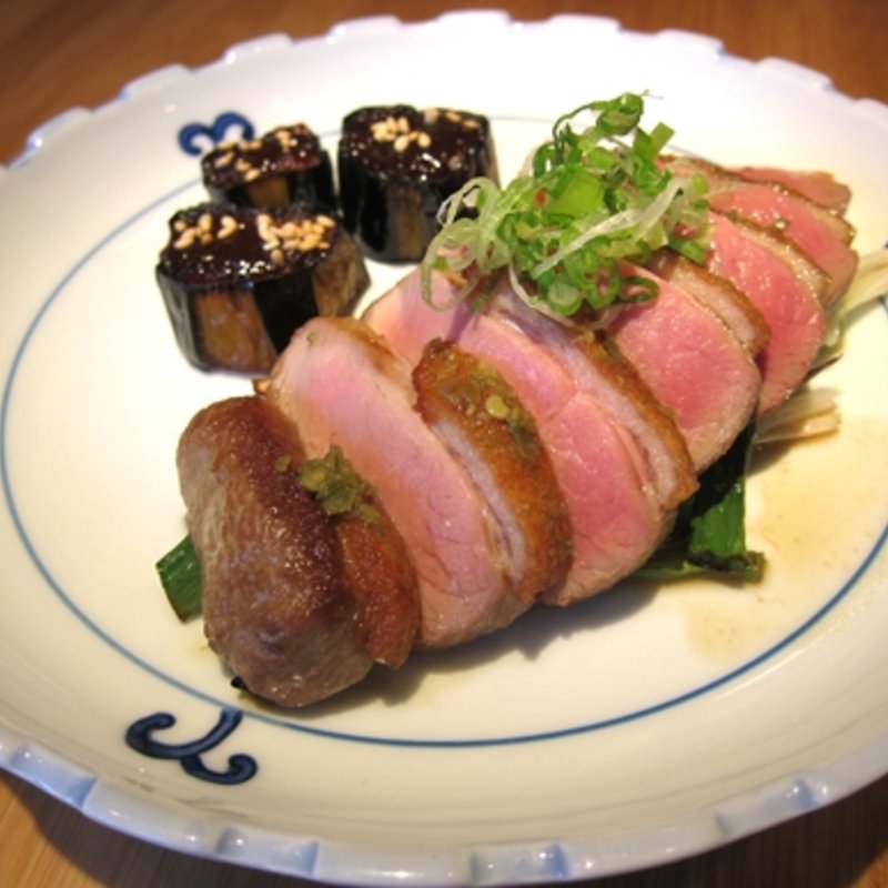 Crispy Yuzu Pepper Duck Breast, Green Onion, Eggplant Sweet Miso(Osawa Shabushabu Sushi)
