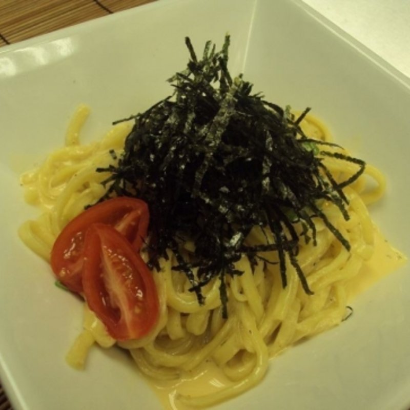 沖縄そばでウニボナーラ( 沖縄食堂 ハブ家)