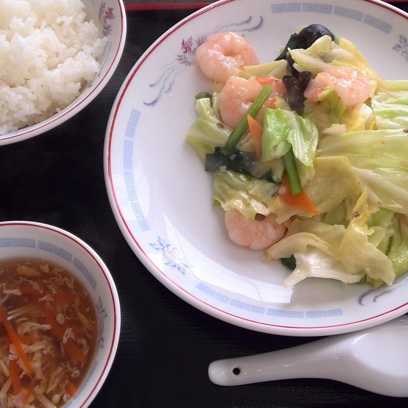 海老の季節野菜炒め(中華料理 美食生)