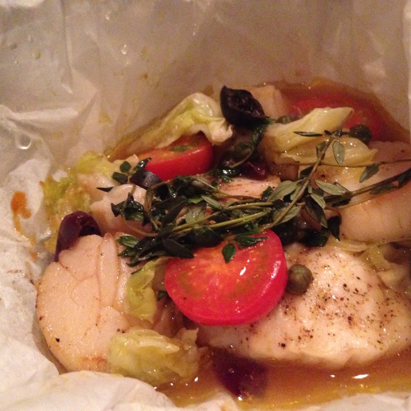 青森県産アイナメとホタテの巾着包み焼き(Gare de Lyon ガールドリヨン銀座)