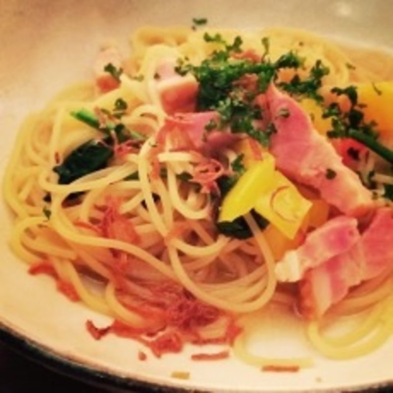 ベーコンとトマトのパスタ(アーペワールド水戸本店)