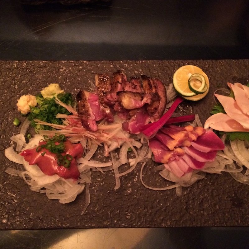 鳥刺し(5点盛り)(鶏匠 たけはし)