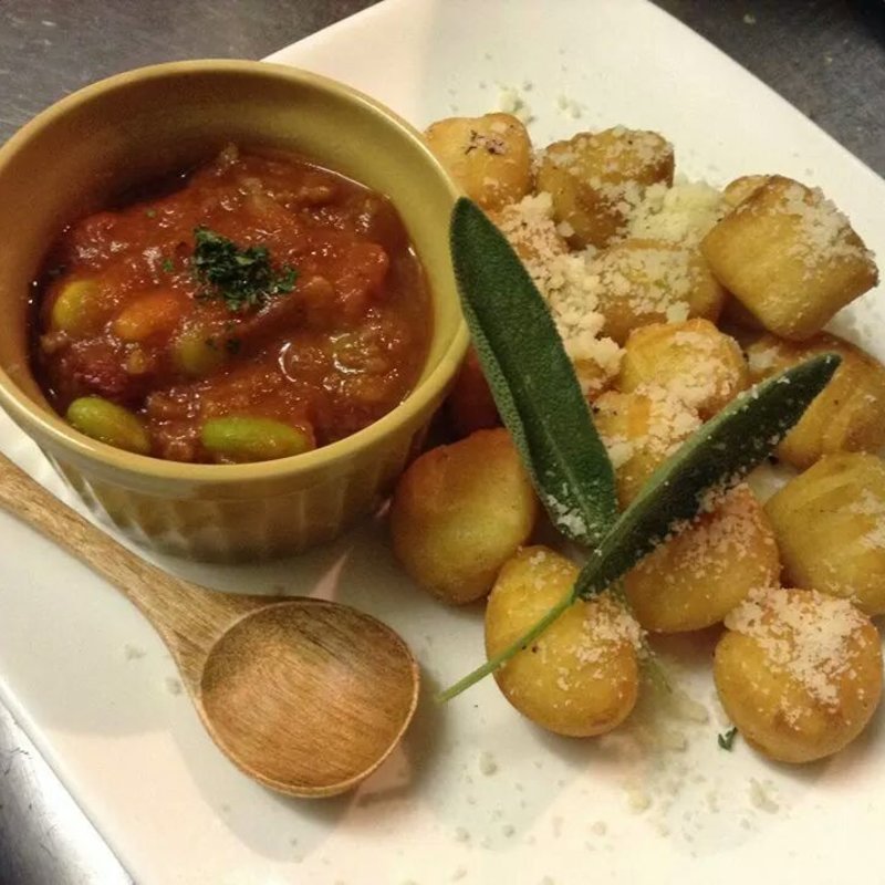 揚げニョッキチリビーンズ(昼ごはん夜カフェ)