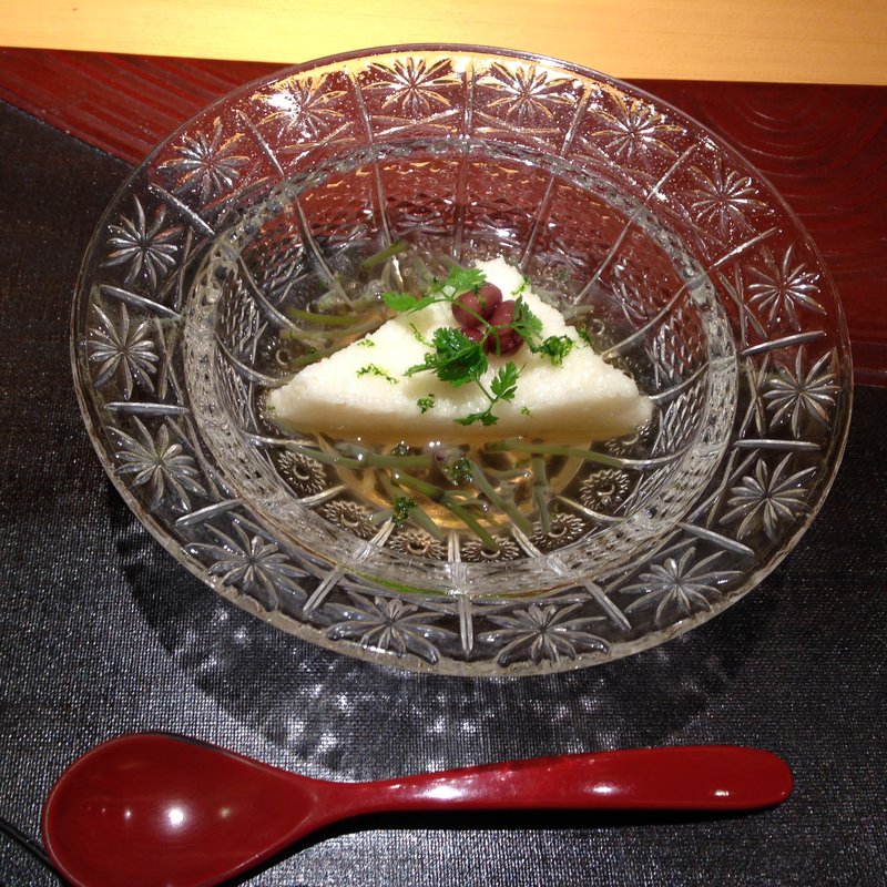 揚げ出し豆腐の前菜(天ぷら割烹　嵯峨野 （さがの）)