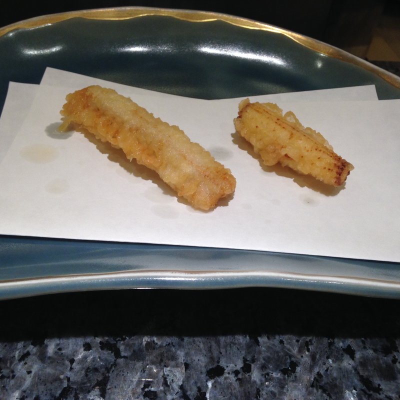 ごぼうとネギの天ぷら(天ぷら割烹　嵯峨野 （さがの）)