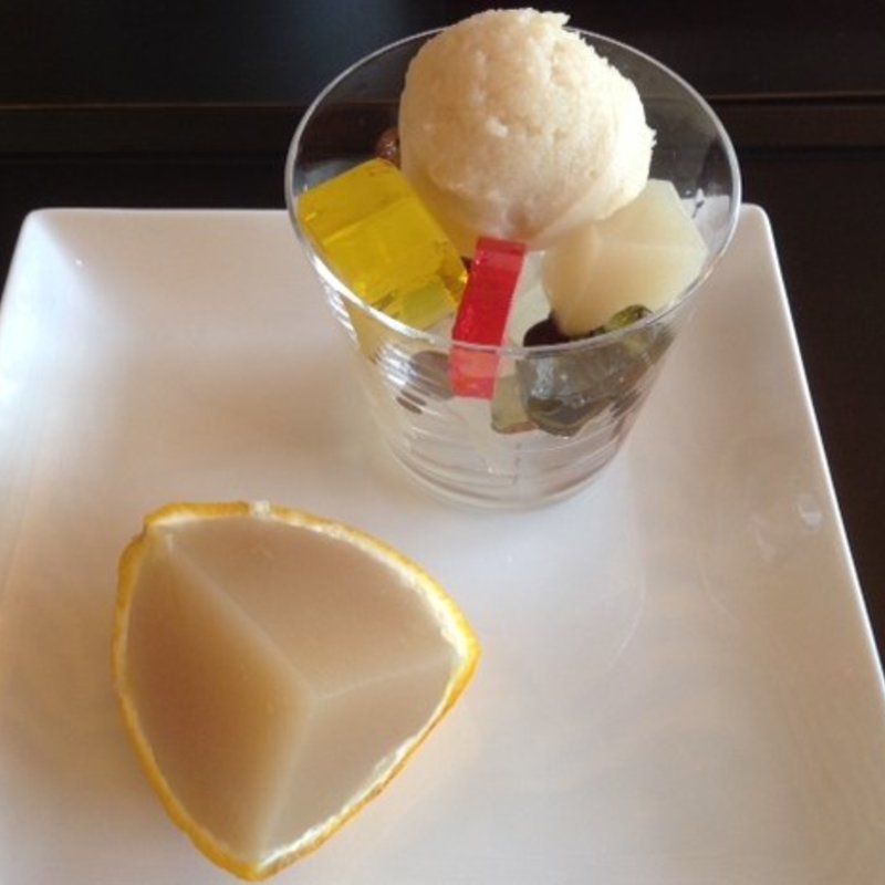 柚子羊羹とミニパフェセット(虎屋茶寮京都一条店)