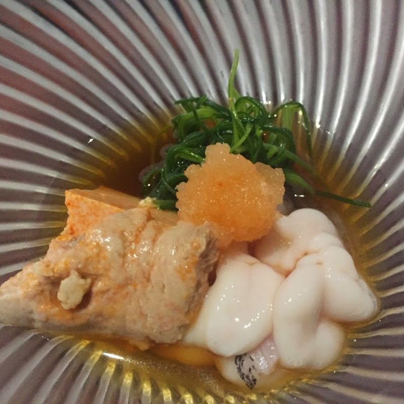 あん肝と白子(京都 瓢喜 西麻布店)