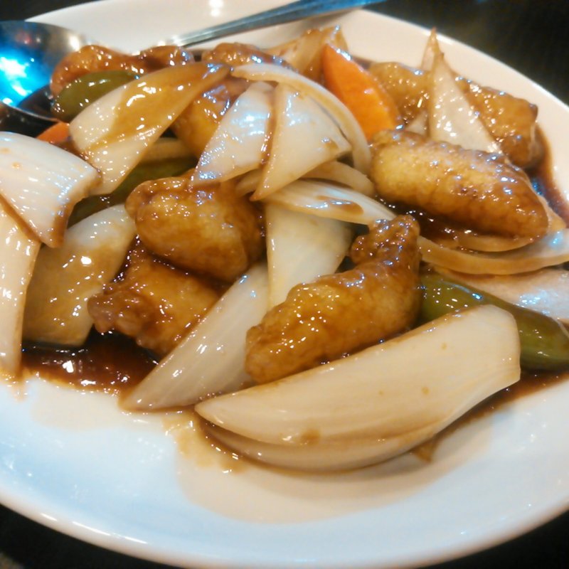 白身魚の黒酢炒め定食(中華料理 唐園)