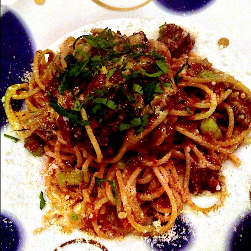 牛頬肉のパスタ(カルパッチョ)