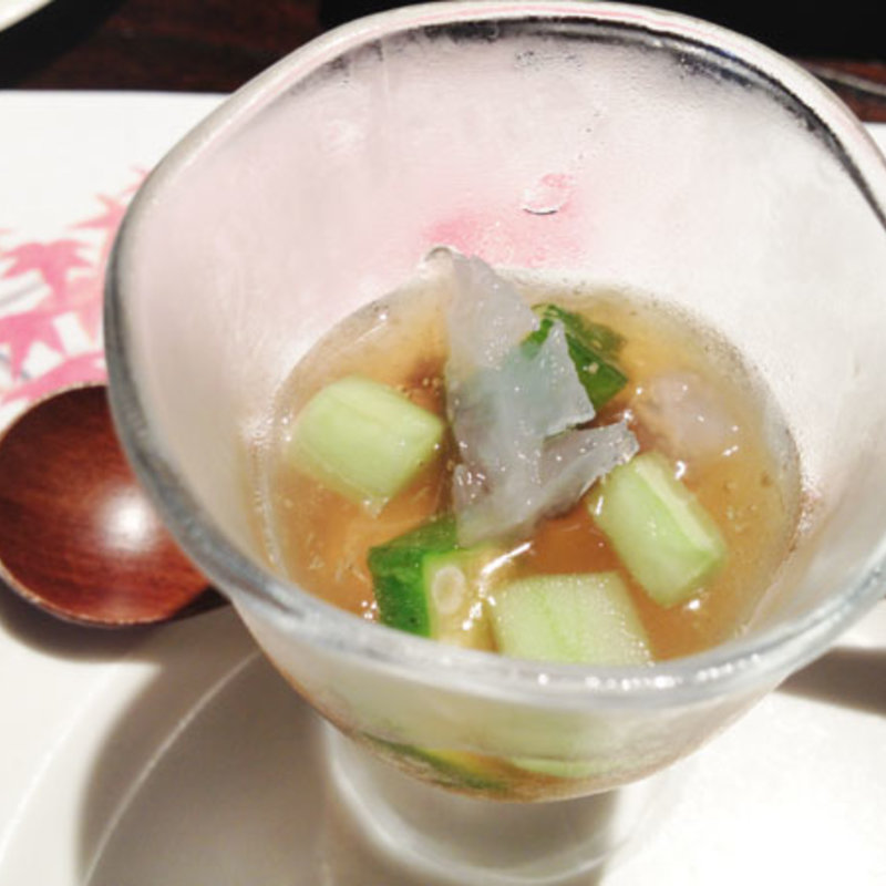オクラ・キュウリ・ジュンサイの酢の物(白金亭)
