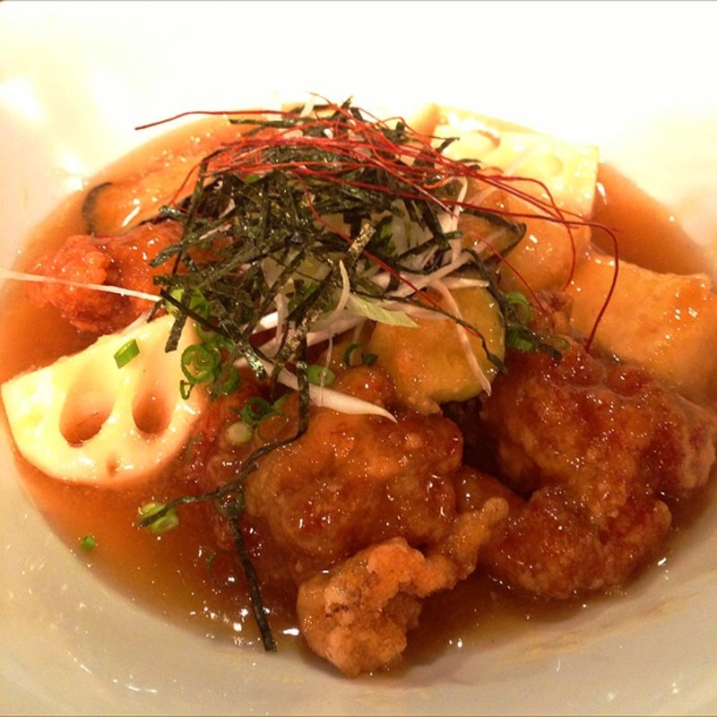 若鶏の竜田揚げのみぞれ煮定食(和食 地酒 味彩坊 西新宿)