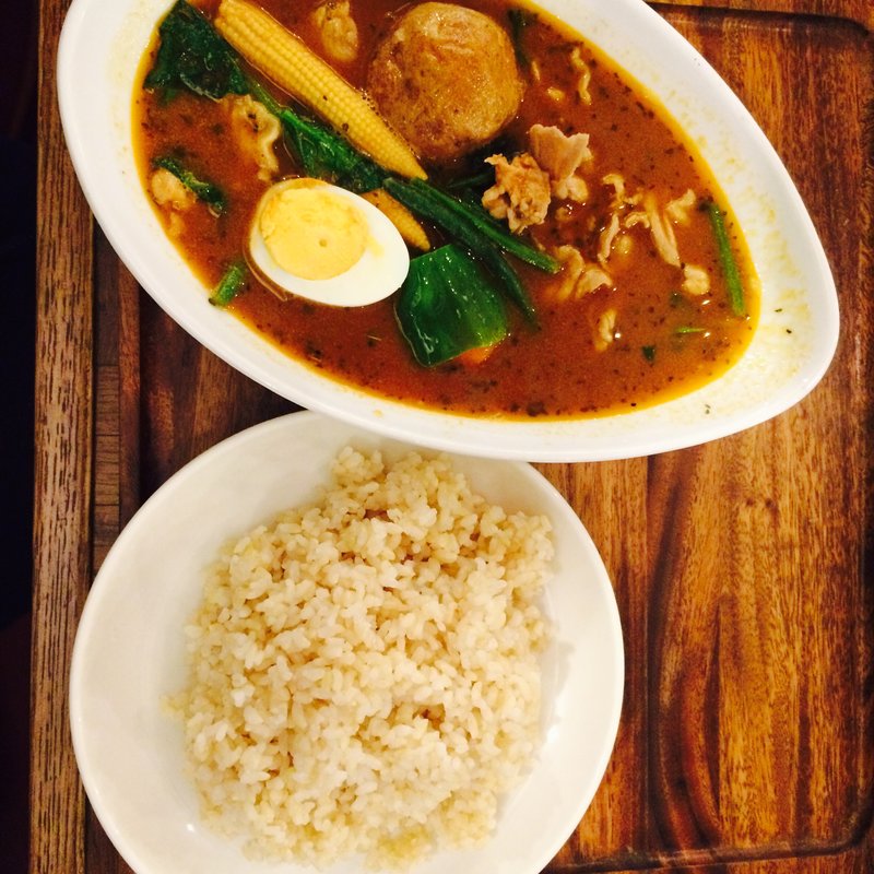もち豚とほうれん草のスープカレーランチ(カレー食堂 心 下北沢店)