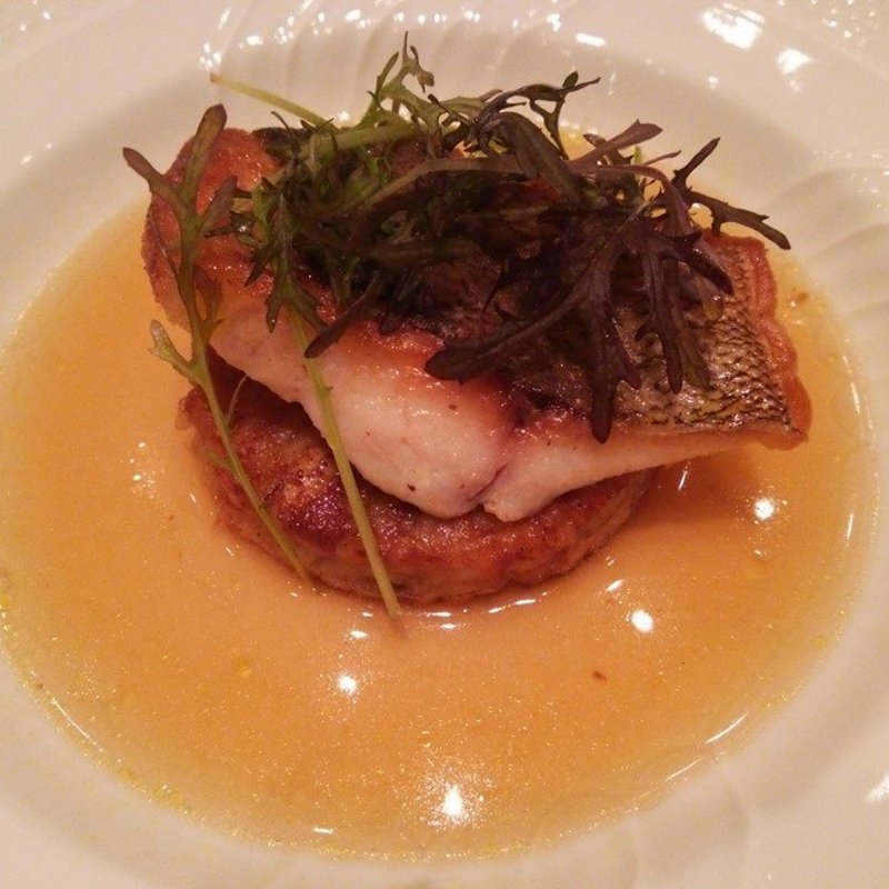 長崎イサキのソテー ポルチーニ焼きリゾットとスープ仕立て(リストランテ スペッキオ （Ristorante Specchio）)