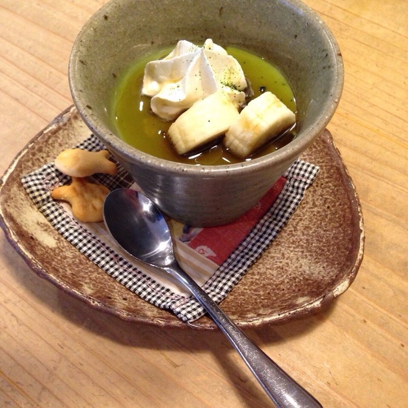 宇治抹茶ミルクプリン(ドリンク付)(フジヤマプリン )