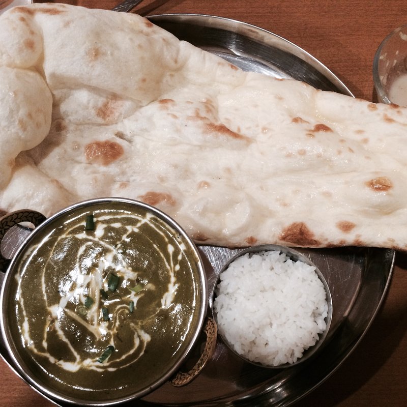 カレーセット(ほうれん草チキン)(レンボウ インディアンレストラン)