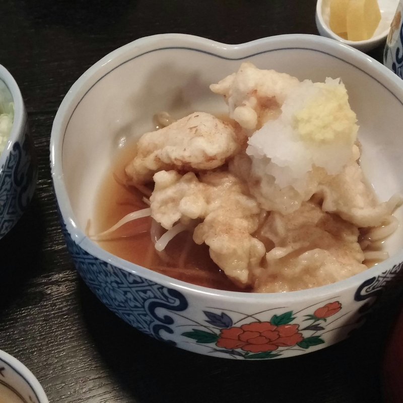 地鶏の揚げ出しおろし(魚目)