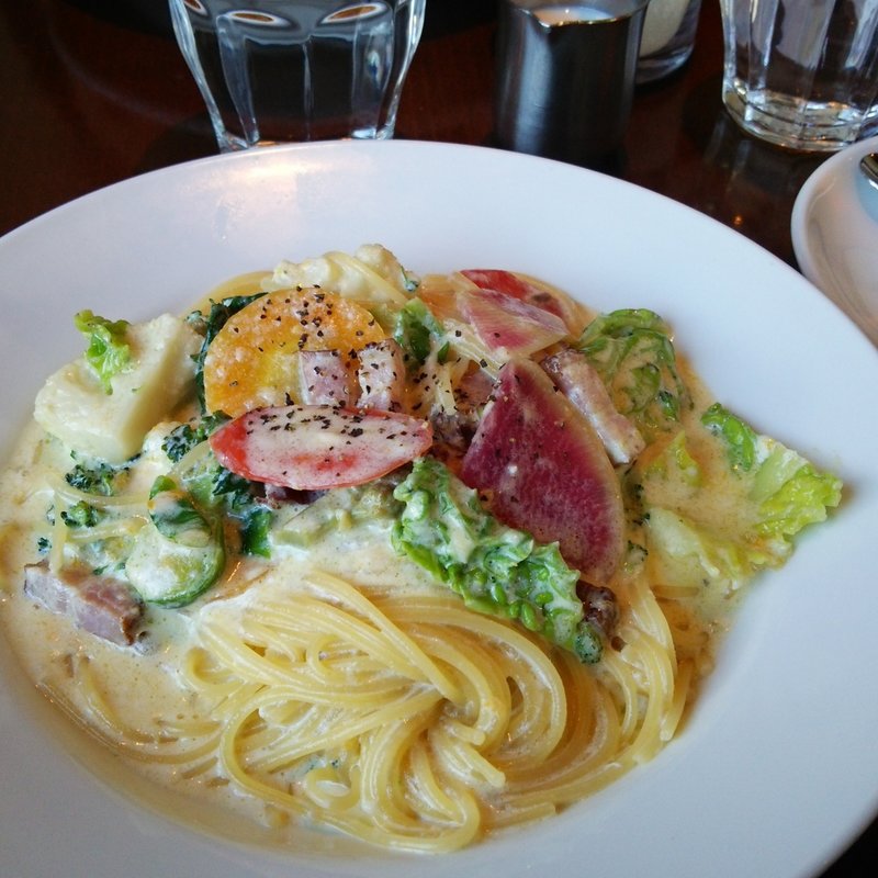 ベーコンと鎌倉野菜クリームソース　パスタランチセット(Dolce far niente ドルチェ ファール ニエンテ)