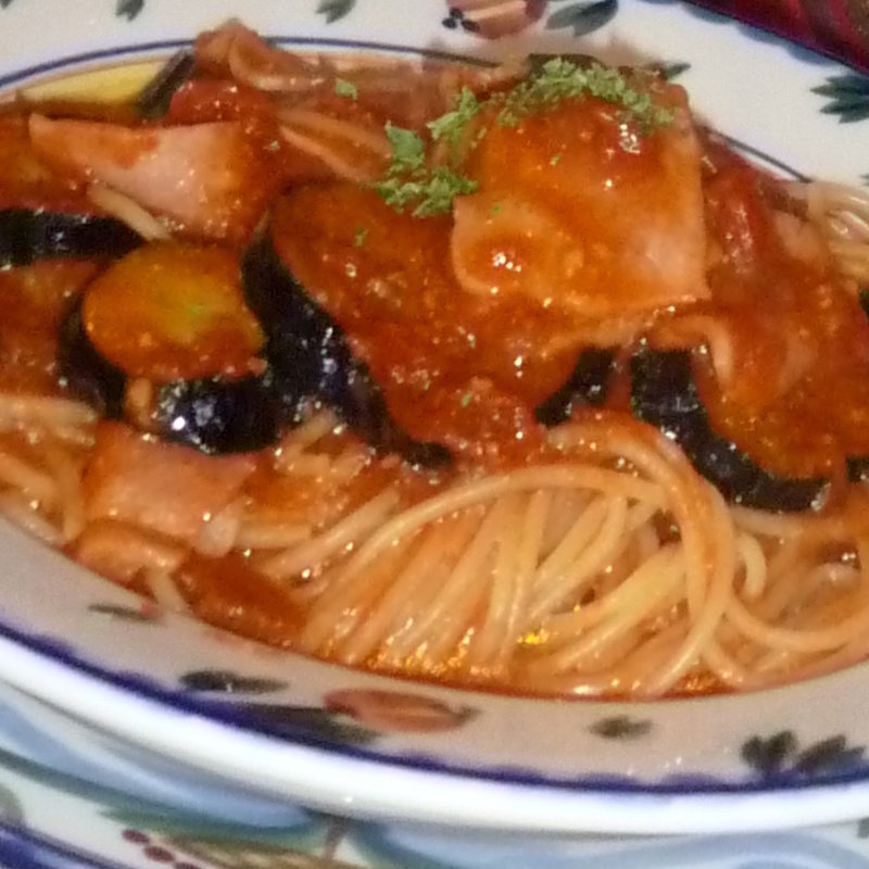 ナスとベーコンのトマトスパゲッティ(ジョイア・ミーア那須本店)