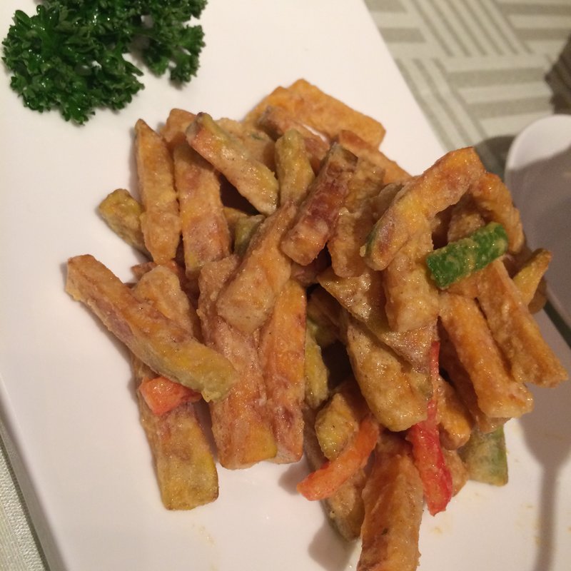 カボチャと塩漬け鴨の卵黄身炒め(涵梅舫)