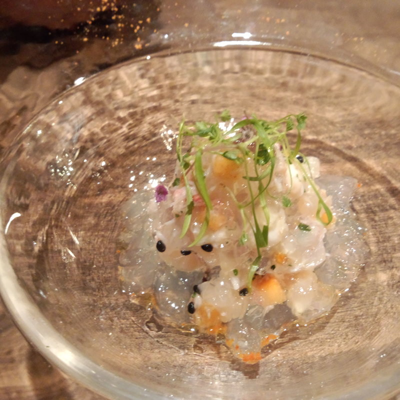 旬の魚介の昆布ジュレ和え(Le Caneton)