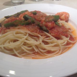 エビとアスパラのペペロンチーノ(スパザウルス - パスタ)