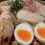 桜島鶏ささみ天と豚バラつけ麺(福来たる )