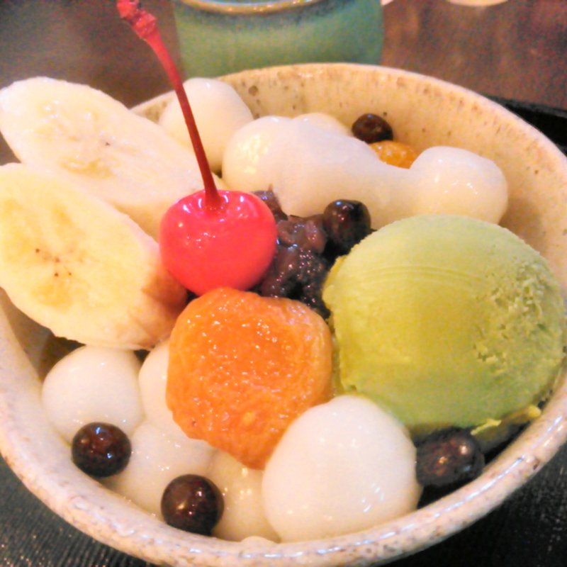 抹茶クリーム白玉あんみつ(甘味処 川越あかりや)