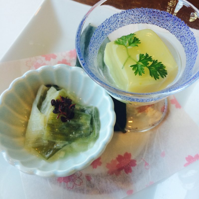  ゆずの豆腐とねぎの酢味噌和え(パレスホテル大宮 和食堂 欅)