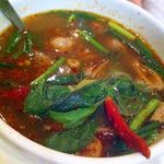 砂肝と牛肉のピリ辛スープ