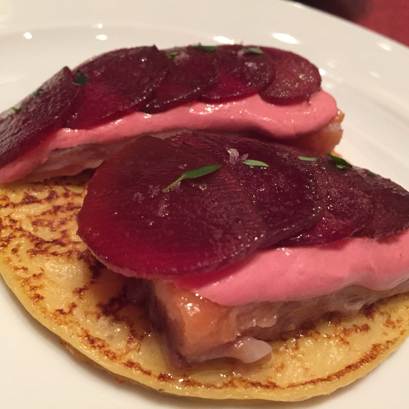 サーモンとディーツのコンフィ クレープ仕立て(ル・プレヴェール)